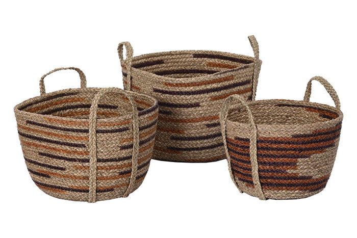 DKD Home Decor Cesta Boho Natural Marron Seagrass 38 x 41 x 38 cm Set de 3 DKD Home Decor Cesta Boho Natural Marron Seagrass 38 x 41 x 38 cm Set de 3