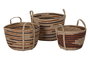 DKD Home Decor Cesta Boho Natural Marron Seagrass 38 x 41 x 38 cm Set de 3