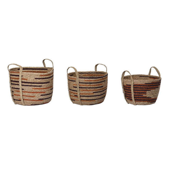 DKD Home Decor Set de 3 Cestas de Seagrass 38x38x41 cm Natural