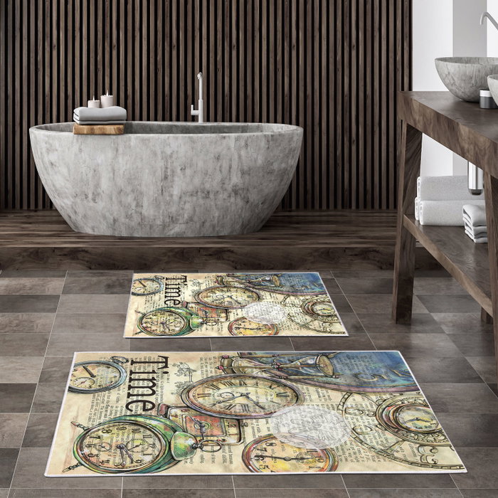 Mijölnir KT444 Juego de Alfombrillas de Baño Antideslizante Antibacteriano 100% Poliéster Suave y Cómodo Fácil de Limpiar