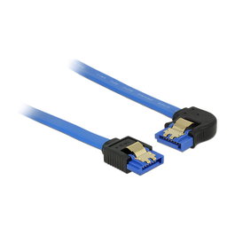 DeLOCK 84984 Cable SATA III de 0,3 m con clips de oro, azul/negro