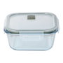 San Ignacio Fiambrera Experto de Vidrio Borosilicato Cuadrada Hermética 800 ml con 4 Cierres y Válvula, Apta para Lavavajillas, Horno y Congelador, 15.9 x 15.9 x 7 cm