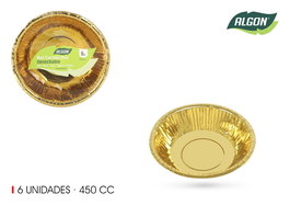 Algon Set de 6 Vasos de Cartón Oro 450 cc (18 x 4 x 18 cm) (18 Unidades)