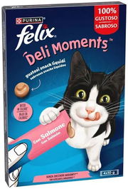Purina Felix Delight Moments Snack Liquido Irresistible Para Gatos Adultos Con Salmón 11x4x10gr