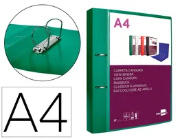 Liderpapel Carpeta Canguro 2 Anillas 40 mm Polipropileno DIN A4 Verde Translúcido