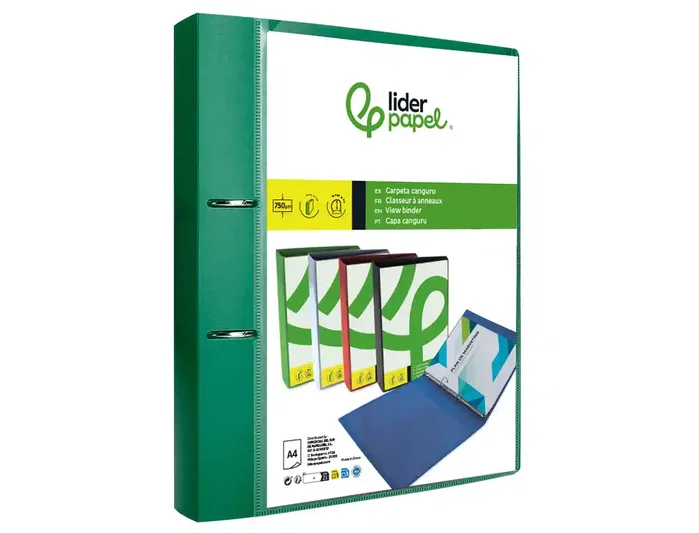 Liderpapel Carpeta de Anillas Mixtas Verde Translúcido DIN A4