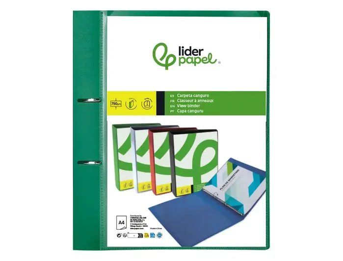 Liderpapel Carpeta de Anillas Mixtas Verde Translúcido DIN A4