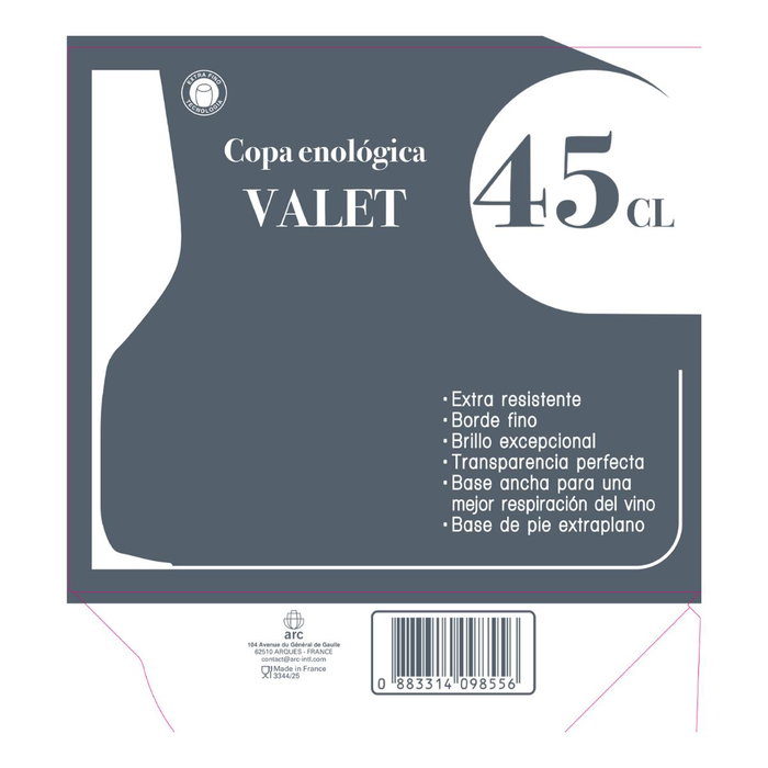 Caja 6 Copas Vino Vidrio Valet 45 cL Caja 6 Copas Vino Vidrio Valet 45 cL