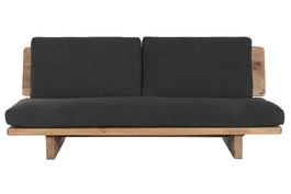 DKD Home Decor Sofá Balines Negro Natural 90 x 78 x 195 cm Hecho a mano