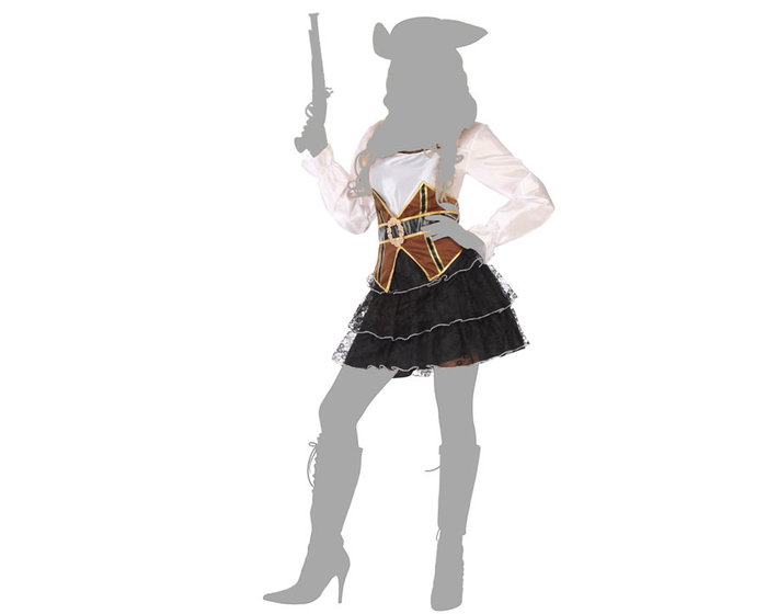 Disfraz Capitán Pirata Mujer Adulto Talla M-L - Vestido y Cinturón Multicolor
