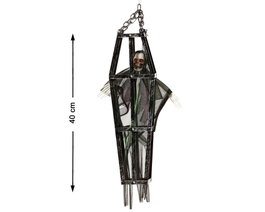 Esqueleto Decorativo Enjaulado 40x13 cm - Figura Siniestra para Decoración Halloween, Pasajes del Miedo y Espacios Terror