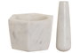 DKD Home Decor Mortero de Mármol Hexagonal Natural Blanco