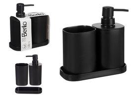Berilo Set 3 Piezas Baño Plástico Negro 14.5 x 17 x 7.5 cm (Set de 12)