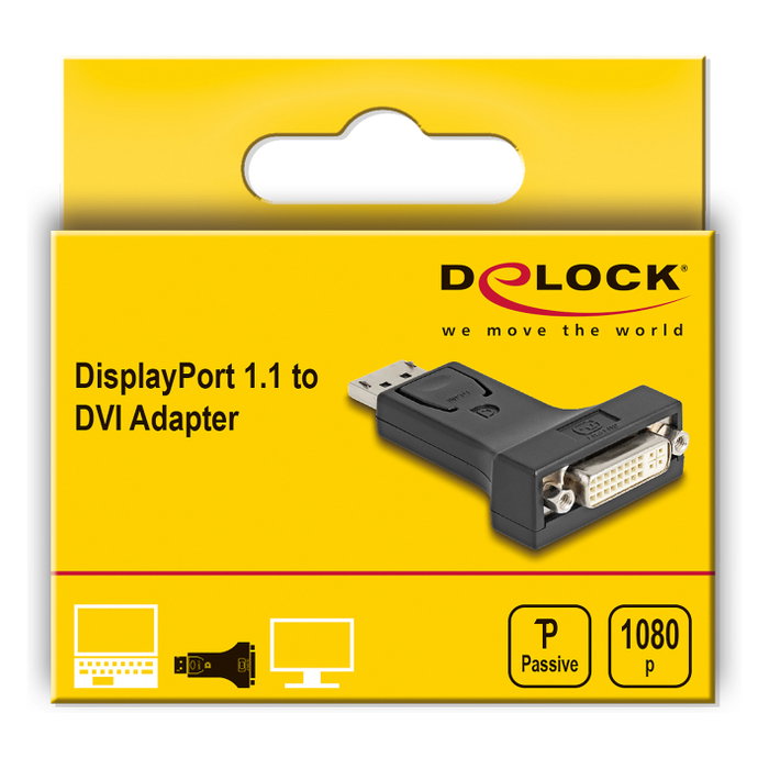 DeLOCK Adaptador DisplayPort 1.1 macho a DVI-D hembra negro