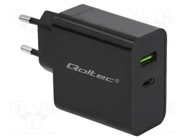 Qoltec Cargador 45W USB-C PD y USB Negro