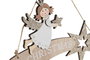 DKD Home Decor Decoración Colgante Navidad Moderna Blanco Dorado Madera 22.5x15x0.5 cm (2 Unidades)