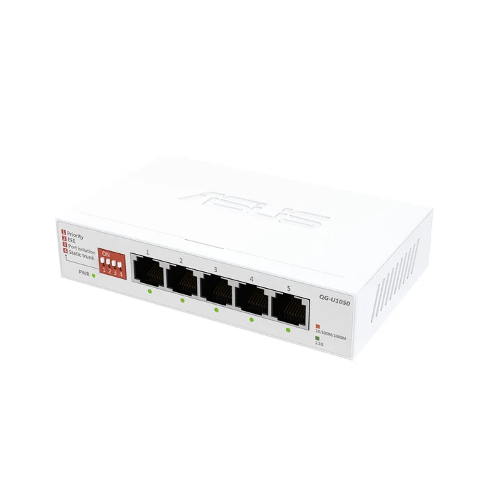 ASUS QG-U1050 Switch de Escritorio No Administrado 2.5G Ethernet de 5 Puertos (100/1000/2500) - Color Blanco