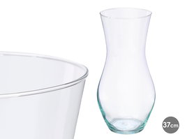 Giftdecor Jarron Cristal Abombado Transparente 37 cm (Alto 36.5 cm, Ancho 17 cm) (Set de 4)