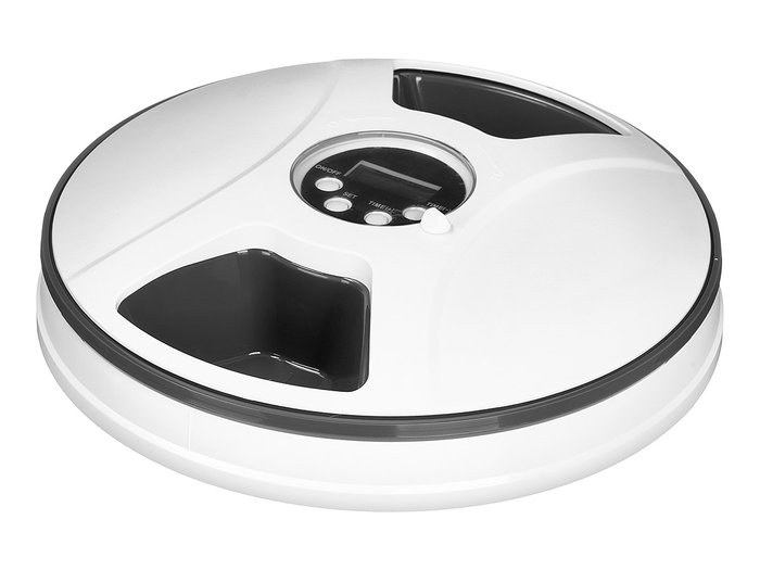 Mascow Comedero Eléctrico para Mascota con Temporizador 30.5x8x30.5 cm Blanco y Negro (Set de 6)