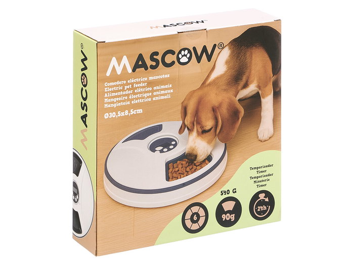 Mascow Comedero Eléctrico para Mascota con Temporizador 30.5x8x30.5 cm Blanco y Negro (Set de 6)