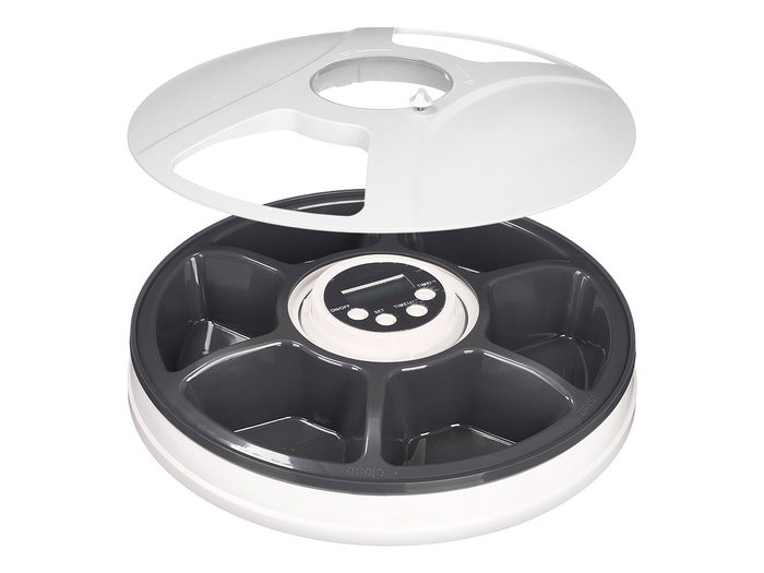 Mascow Comedero Eléctrico para Mascota con Temporizador 30.5x8x30.5 cm Blanco y Negro (Set de 6)