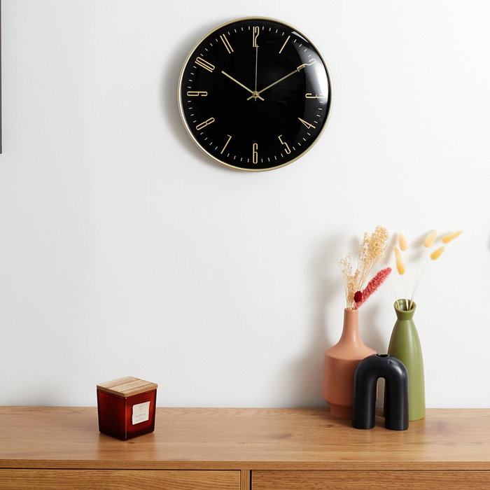 Home Deco Factory Reloj de pared silencioso modelo Luce con detalles en dorado Home Deco Factory Reloj de pared silencioso modelo Luce con detalles en dorado