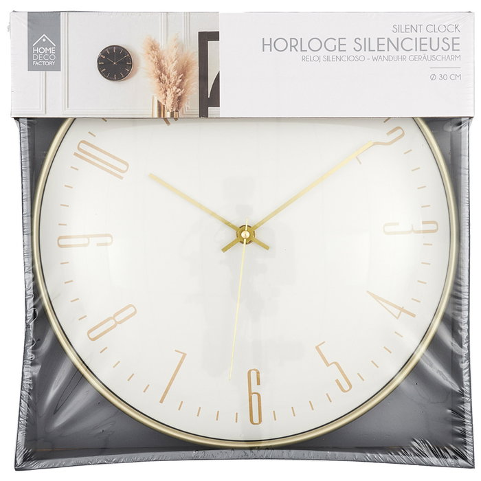 Home Deco Factory Reloj de pared silencioso modelo Luce con detalles en dorado Home Deco Factory Reloj de pared silencioso modelo Luce con detalles en dorado