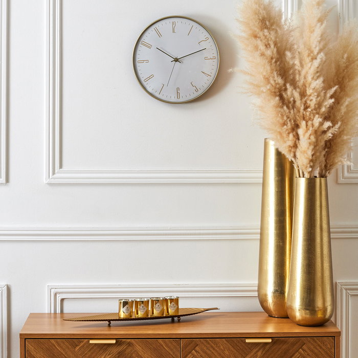 Home Deco Factory Reloj de pared silencioso modelo Luce con detalles en dorado Home Deco Factory Reloj de pared silencioso modelo Luce con detalles en dorado