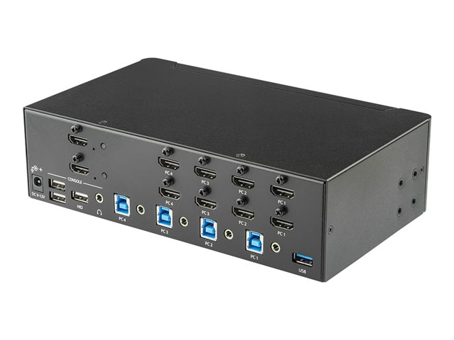 StarTech.com Switch Conmutador KVM de 4 Puertos HDMI 4K de Pantalla Doble