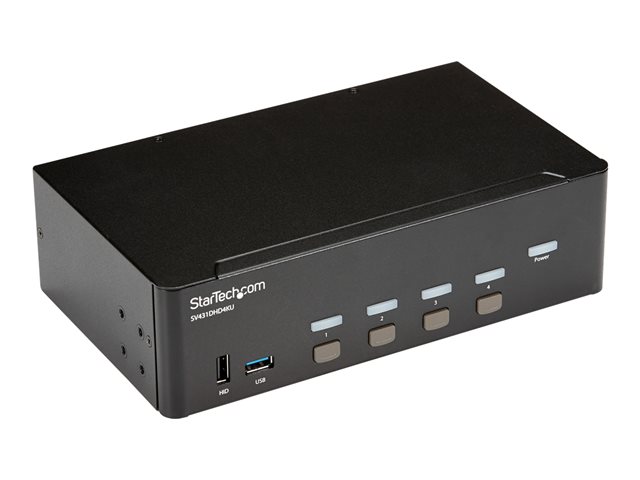 StarTech.com Switch Conmutador KVM de 4 Puertos HDMI 4K de Pantalla Doble