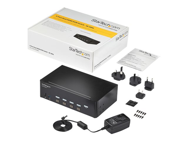 StarTech.com Switch Conmutador KVM de 4 Puertos HDMI 4K de Pantalla Doble