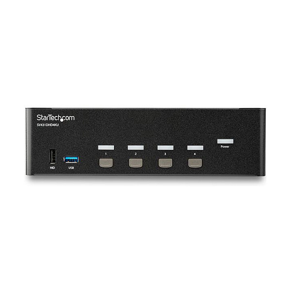 StarTech Switch Conmutador KVM 4 Puertos HDMI 4K 30Hz, KVM Extender HDMI, Montaje en Rack, 3840 x 2160 Pixeles, 4K Ultra HD