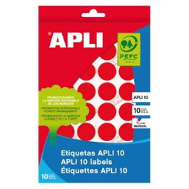 Apli Etiquetas Redondas de 19 mm Rojo (Pack de 320)