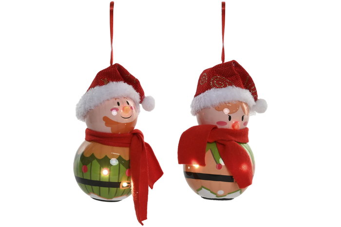 DKD Home Decor Decoración Colgante Navidad Elfo LED PVC Multicolor 8 x 14.5 x 8 cm (6 Unidades)