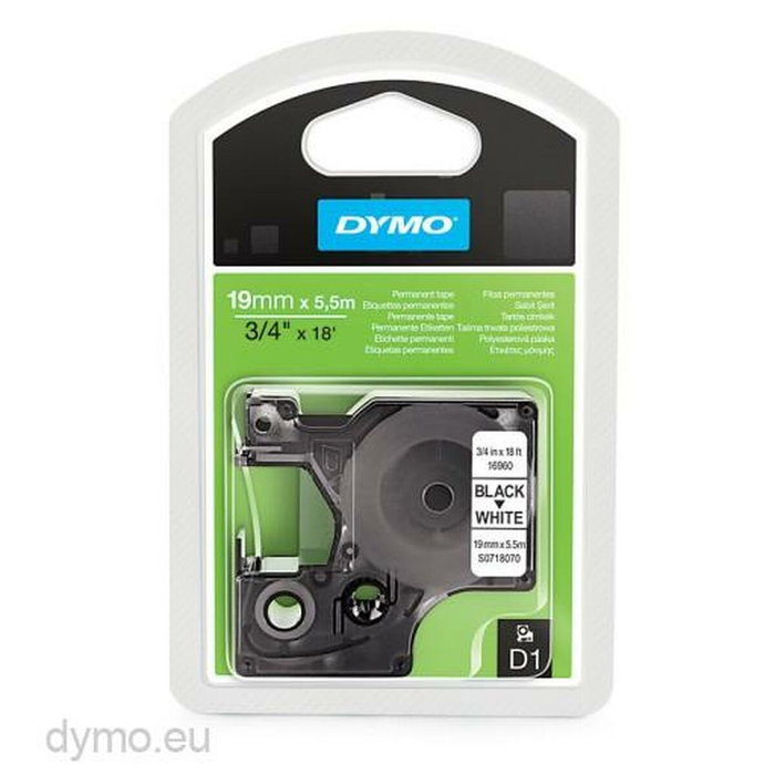 Dymo Cinta de transferencia térmica D1 19mm x 5,5m Negro sobre blanco Poliéster Dymo Cinta de transferencia térmica D1 19mm x 5,5m Negro sobre blanco Poliéster