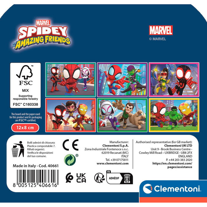 Clementoni 40661 Cubos 6 Spidey And His Amazing Friends - 6 cubos con imágenes de Marvel, +2 años