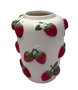 DKD Home Decor Jarrón de Cerámica Fresas Blanco y Rojo