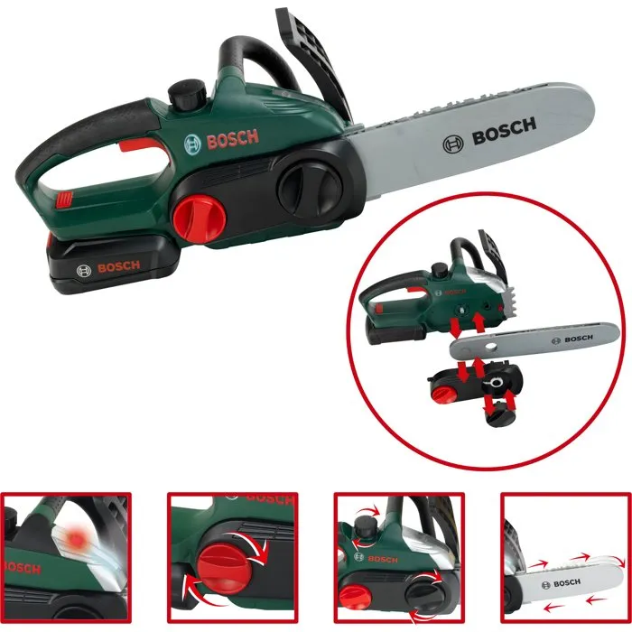 BOSCH - Set de leñador con motosierra eléctrica de juguete, casco y guantes - Juguete de imitación para niños - KLEIN 8197 - AACFR07422