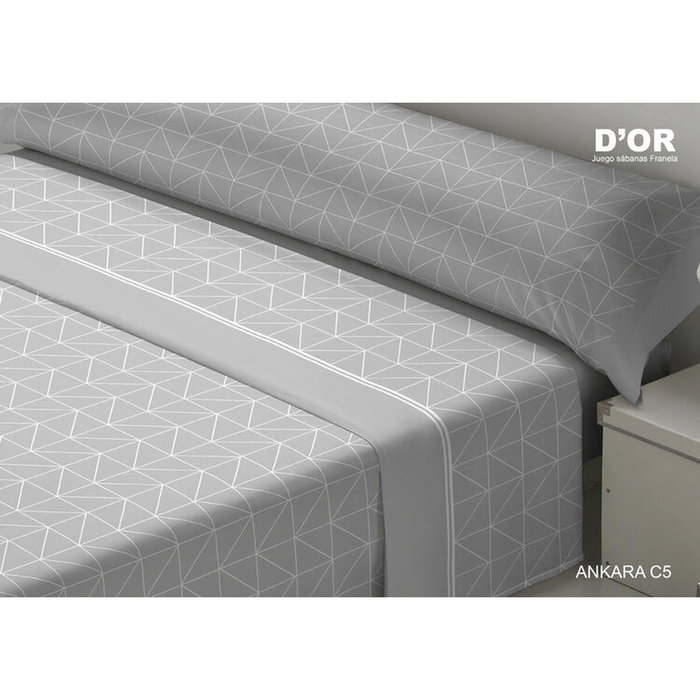 Juego de Sábanas D'Or ANKARA Gris Cama de 160 Franela Juego de Sábanas D'Or ANKARA Gris Cama de 160 Franela