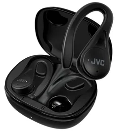 JVC Auriculares Bluetooth True Wireless Deportivos HA-EC25T con Estuche de Carga, 30 Horas Batería, Resistentes al Agua IPX5, Control Táctil, Color Negro