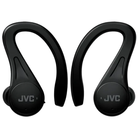 JVC HA-EC25T Auriculares True Wireless Deportivos Bluetooth 5.1 con Gancho, Autonomía 30h, Resistencia Agua IPX5, Control Táctil, Negro