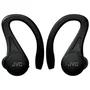 JVC HA-EC25T Auriculares True Wireless Deportivos Bluetooth 5.1 con Gancho, Autonomía 30h, Resistencia Agua IPX5, Control Táctil, Negro