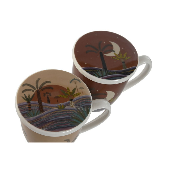 DKD Home Decor Set de 2 Tazas de Infusiones de Porcelana CALIMA 2023, Surtido de Colores, 380 ml