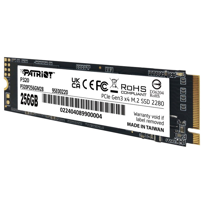 Patriot M.2 256GB P320 PCIe 3.0 2200MB/s Lectura 1200MB/s Escritura NVMe 2280 PE996