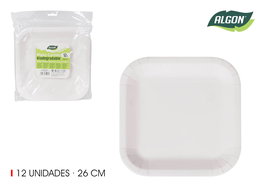Algon Set 12 Platos Cuadrados para Soja 26 cm (36 Unidades)