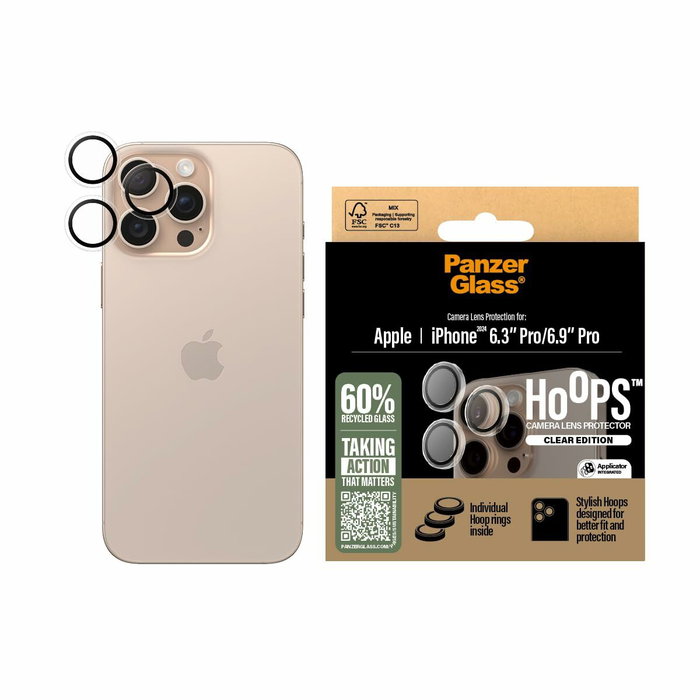 Panzerglass Hoops Protector de Lente de Cámara para iPhone 16 Pro y 16 Pro Max Panzerglass Hoops Protector de Lente de Cámara para iPhone 16 Pro y 16 Pro Max