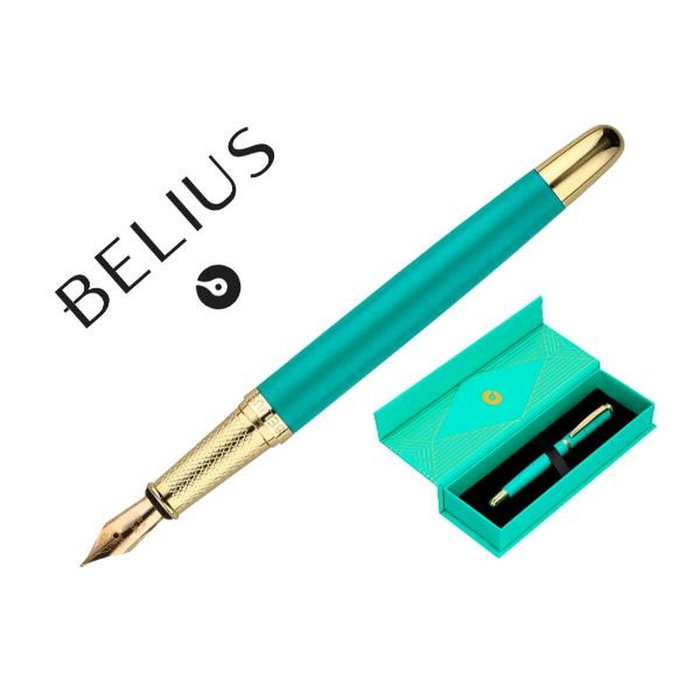 Belius Pluma Soiree Azul marino y dorado con tinta azul