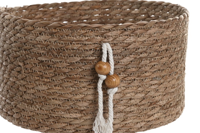 DKD Home Decor Set de 3 Cestas de Fibra Natural 30x30x15 cm