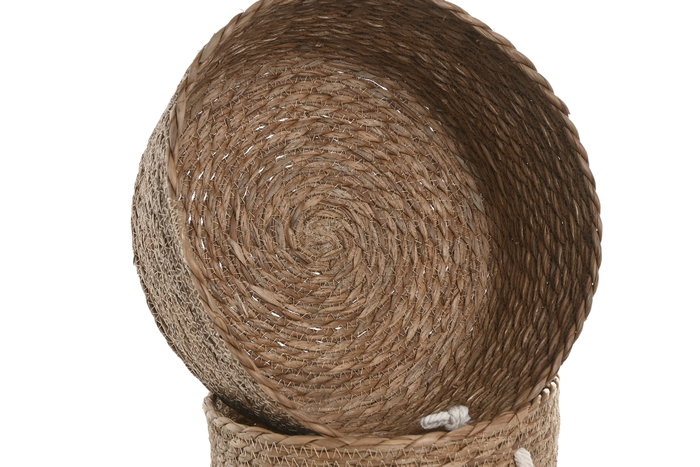 DKD Home Decor Set de 3 Cestas de Fibra Natural 30x30x15 cm