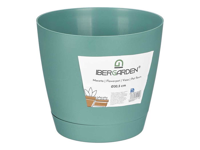 Ibergarden Maceta 30.5 cm Diámetro Verde Plástico (PP) para Jardín Exterior (Set de 12) Ibergarden Maceta 30.5 cm Diámetro Verde Plástico (PP) para Jardín Exterior (Set de 12)